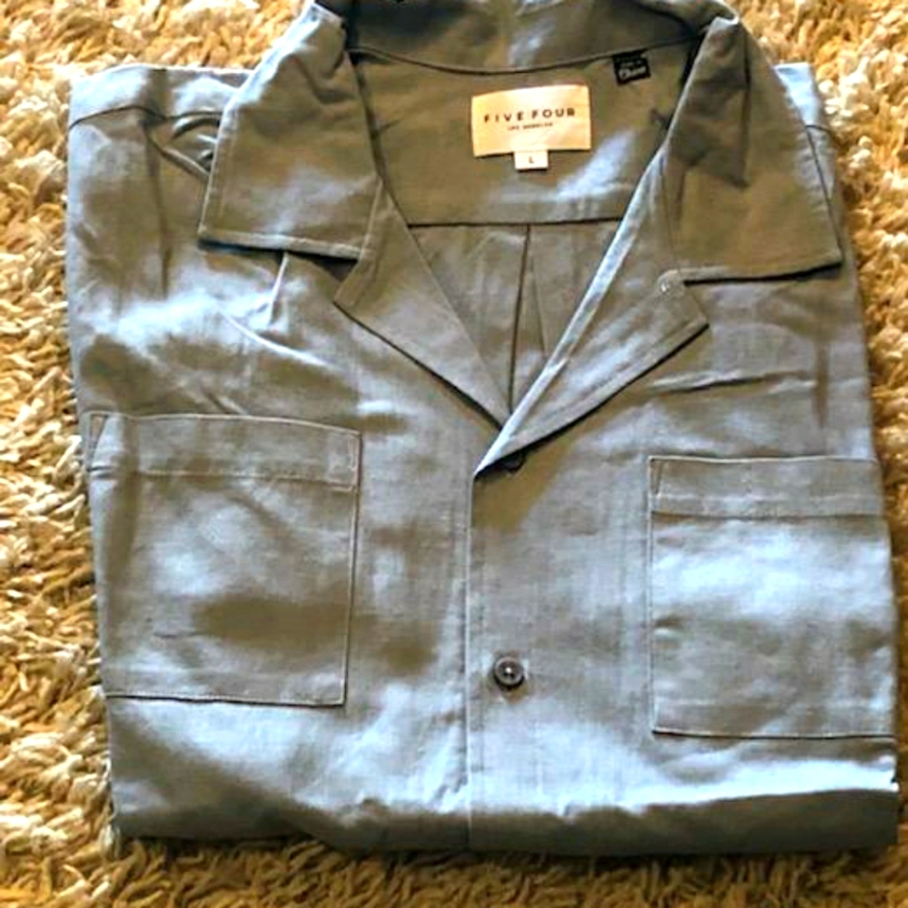 Large blue menlo club button down